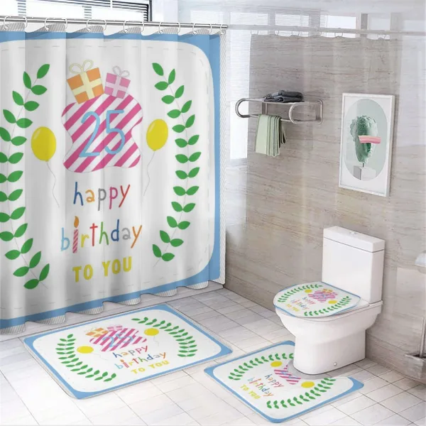 Surprise Box Balloons on a shower curtain