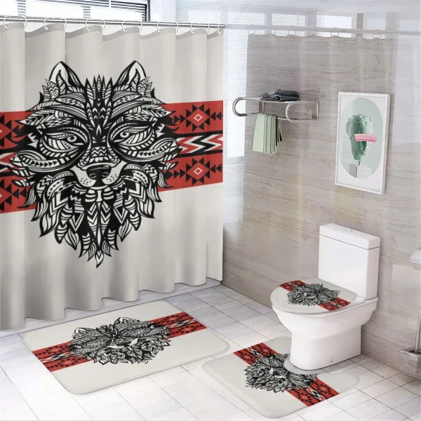 Tattoo Style Animal Face on a shower curtain