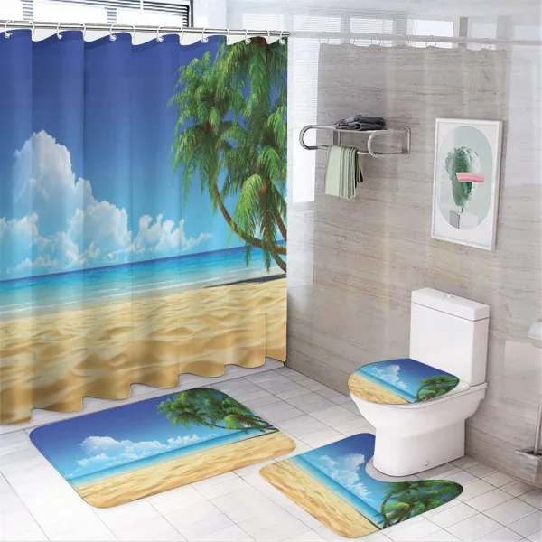 Tropical Leaves Beach on a shower curtain