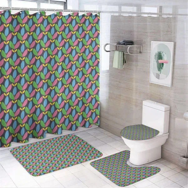 Vivid Twig Leaves Cartoon on a shower curtain