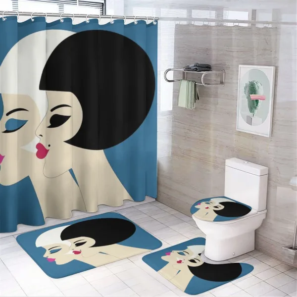 Bob Haircut Twin Ladies on a shower curtain