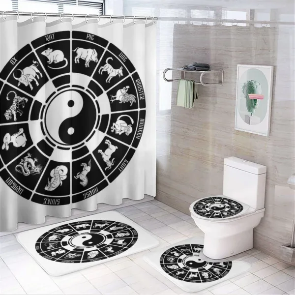 Chinese Horoscope Wheel on a shower curtain