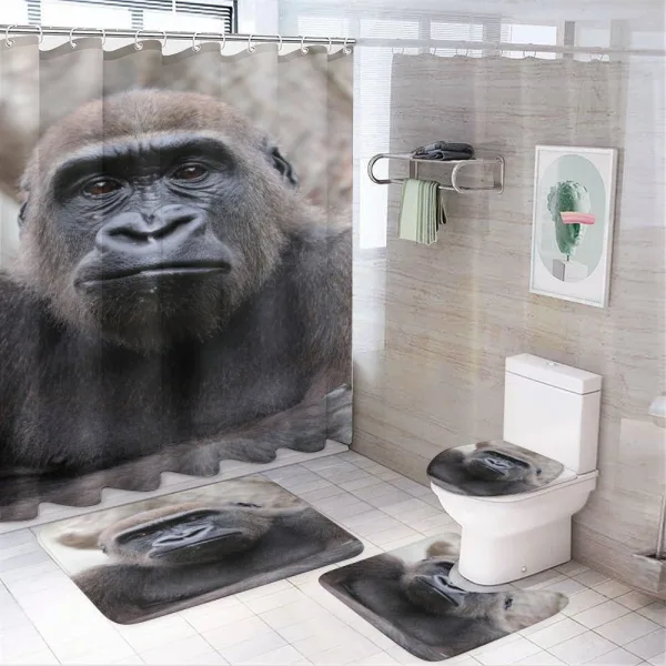 Close up Young Male Gorilla on a shower curtain