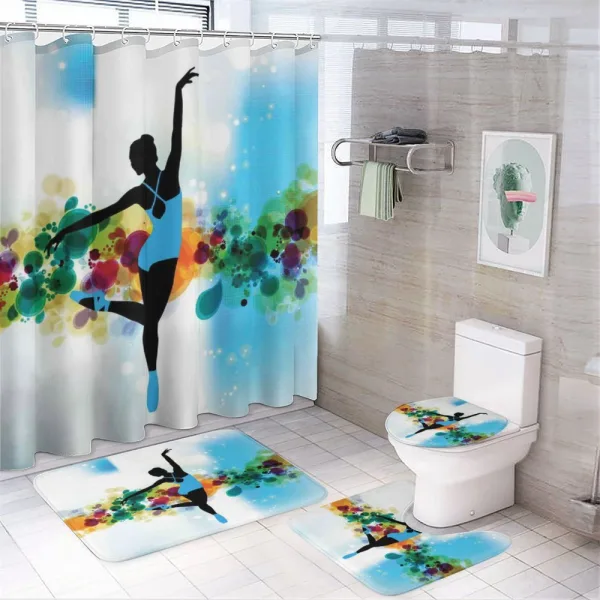 Dancer on Abstract Backdrop on a shower curtain