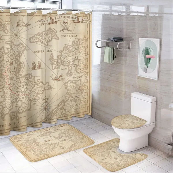 Grunge Treasure Map on a shower curtain