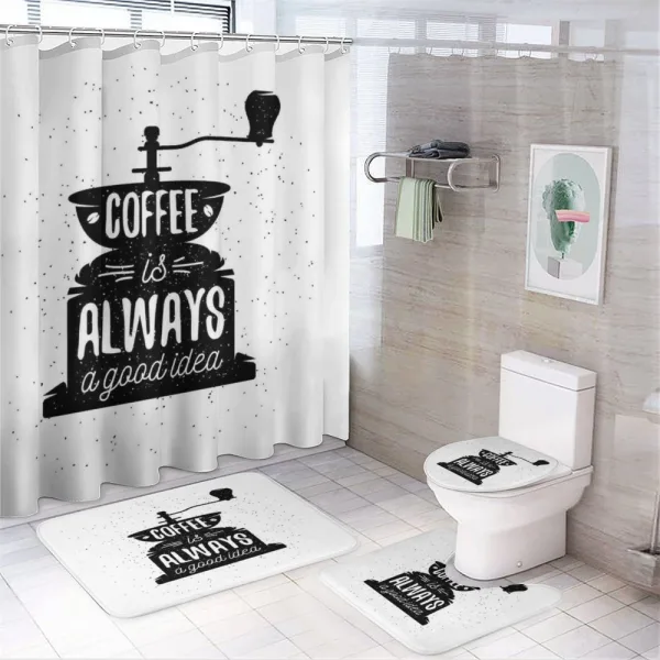 Grungy Typography Coffee on a shower curtain