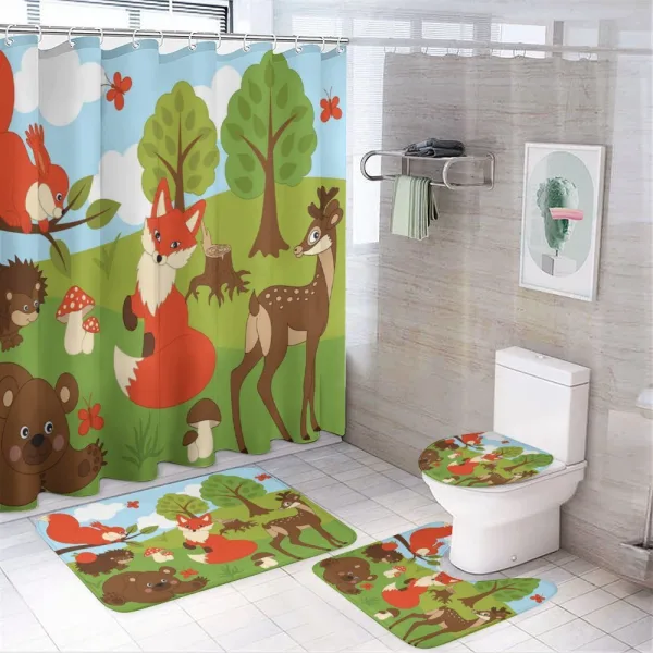 Happy Animals in Forest on a shower curtain