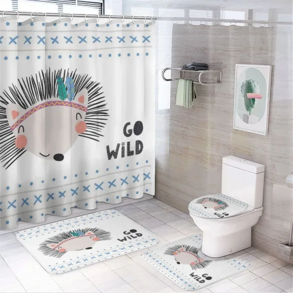 Hedgehog Go Wild Words on a shower curtain