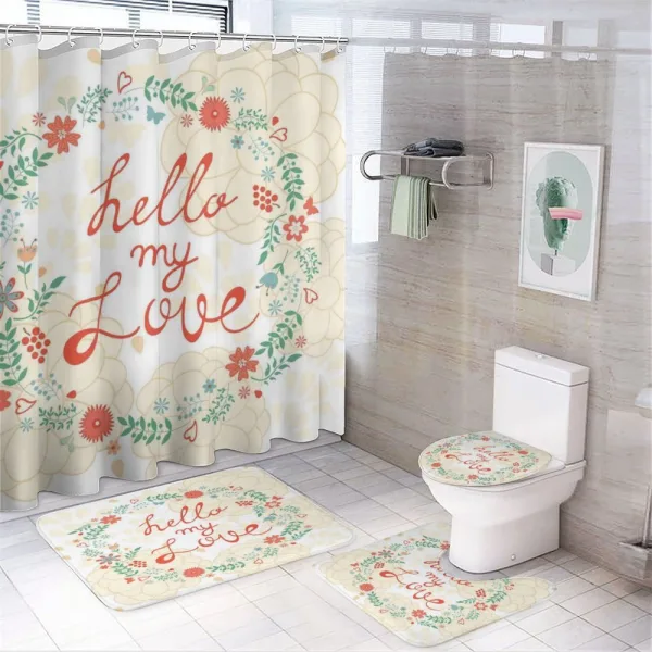 Hello My Love Typography on a shower curtain