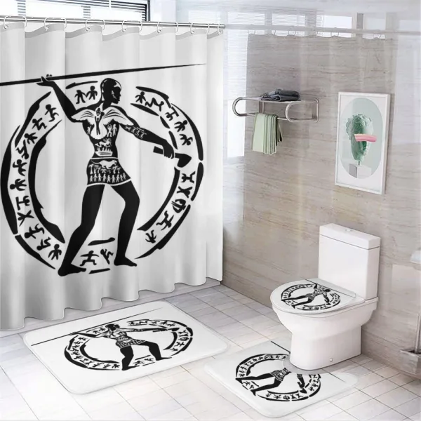 Man Lance on a shower curtain