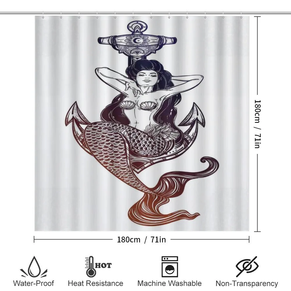Monochrome Mermaid Motif — Detail 2