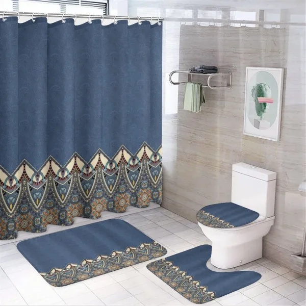 Oriental Doodle Floral Damask on a shower curtain