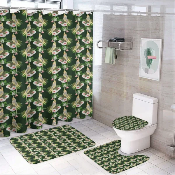 Parrot and Exotic Flora on a shower curtain