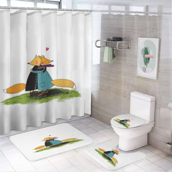 Romantic Animals Hugging on a shower curtain