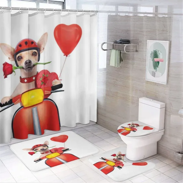 Romantic Chihuahua on a shower curtain