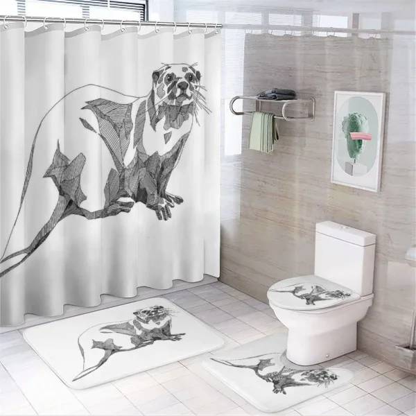 Sketch Otter on a shower curtain