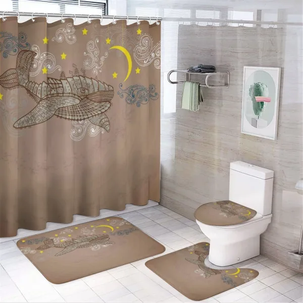 Steampuck Whale on Air on a shower curtain