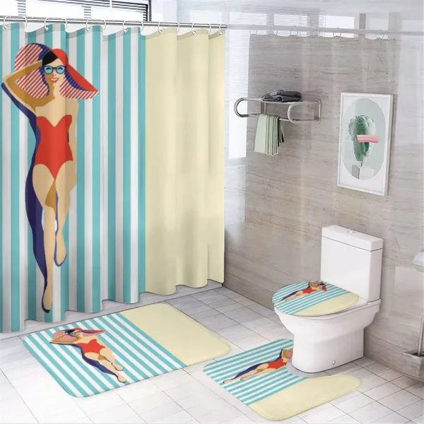 Sunbathing Beach on a shower curtain