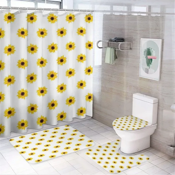 Sunflower Pattern Nature on a shower curtain
