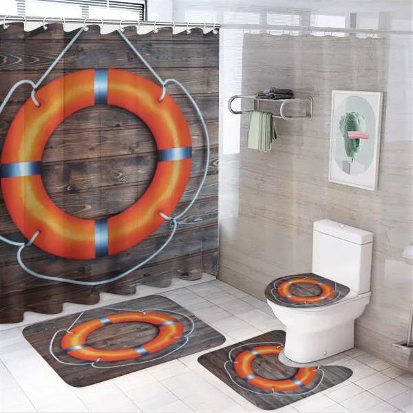 Wall Lifesaver Safety on a shower curtain