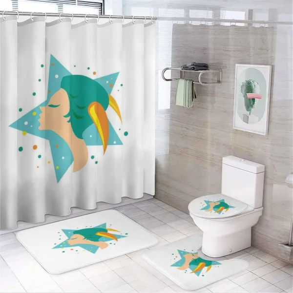 Woman and Horn on a shower curtain