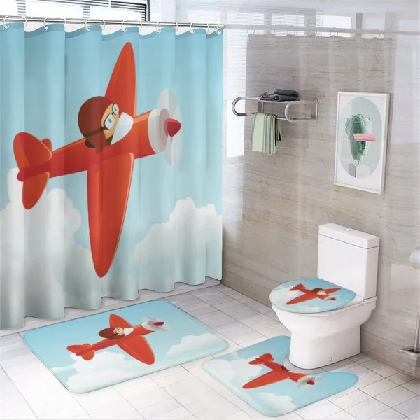 Airplane Flying Cloud on a shower curtain