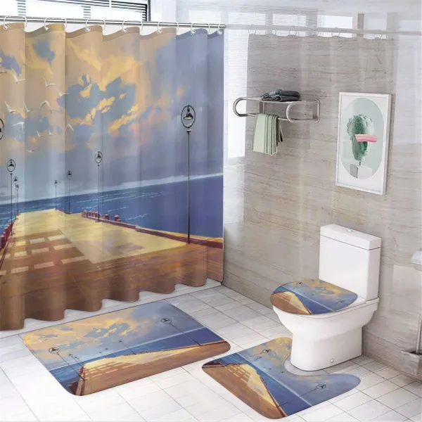 Bridge Pier Sea Harbor on a shower curtain
