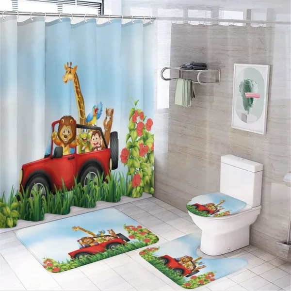 Cartoon Wildlife Animals on a shower curtain