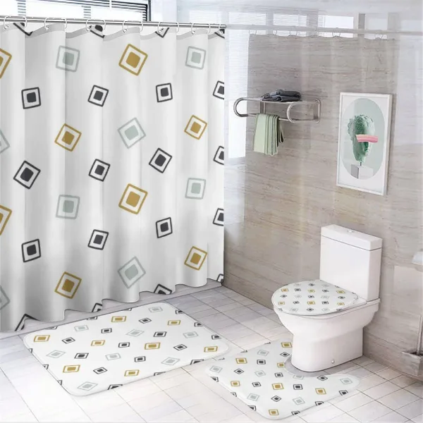Doodle Pastel Squares on a shower curtain