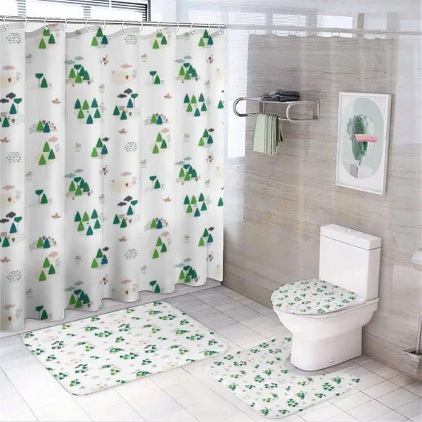 Doodle Style Woodland Items on a shower curtain