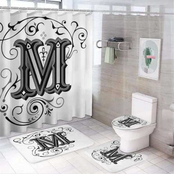 Eastern Abstract M on a shower curtain