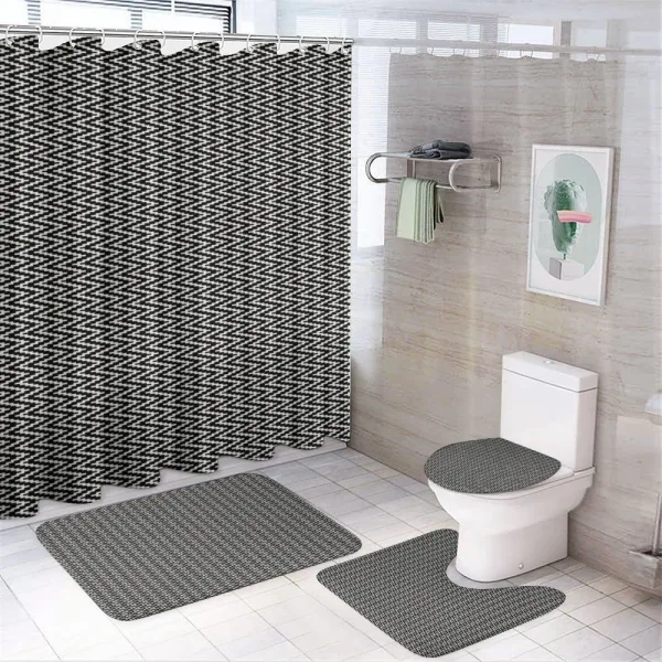 Edgy Lines with Zigzags Art on a shower curtain