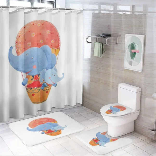 Elephant Hot Air Balloon on a shower curtain
