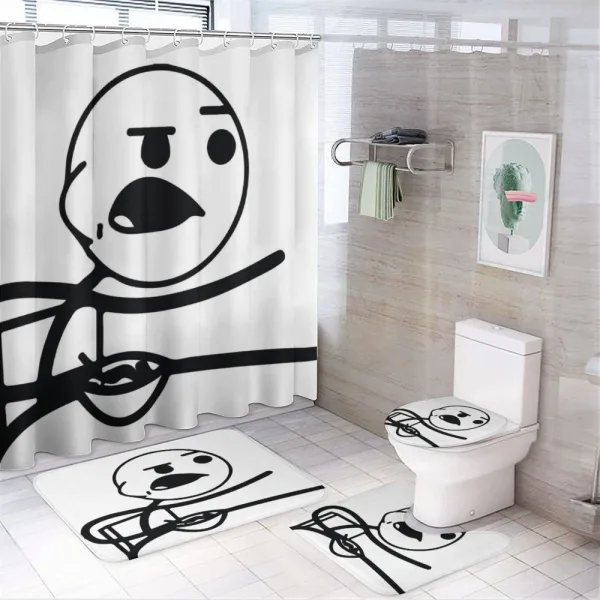 Grumpy Forever Alone Guy on a shower curtain