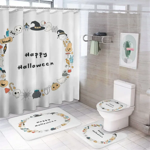 Happy Halloween Sketch on a shower curtain