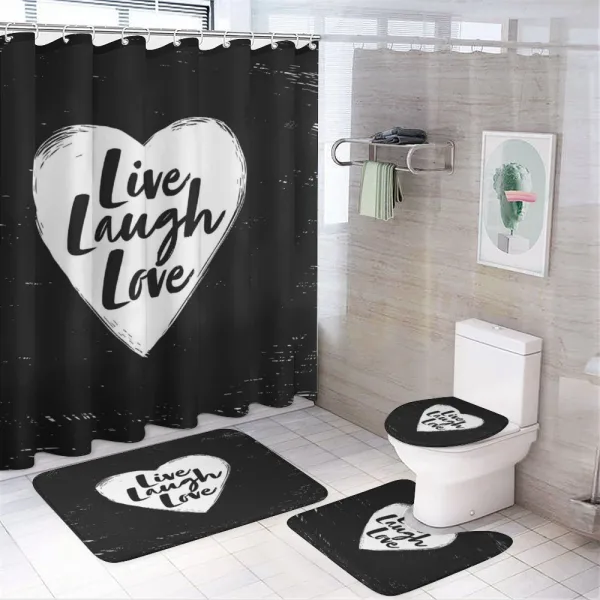 Heart and Words on a shower curtain