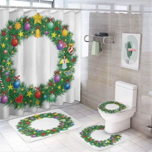 Letter O Xmas Wreath on a shower curtain