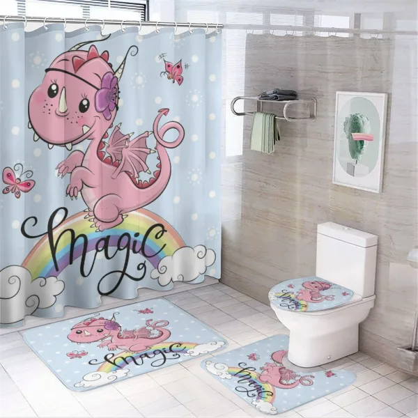 Magic Dragon on a Rainbow on a shower curtain