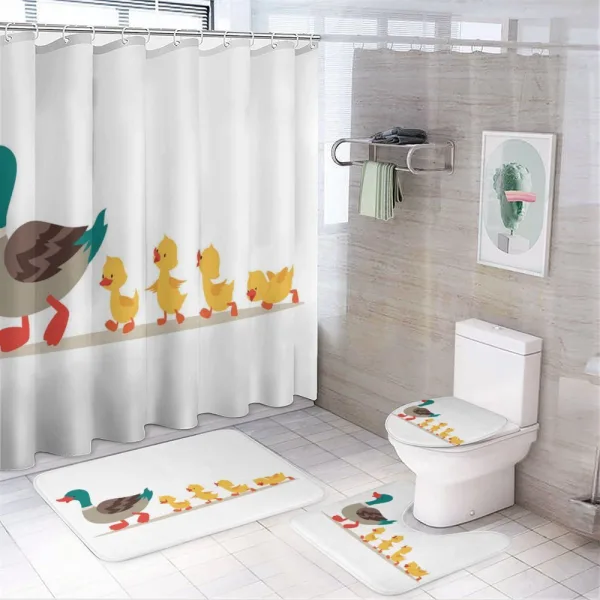 Mother Duck Babies Row on a shower curtain