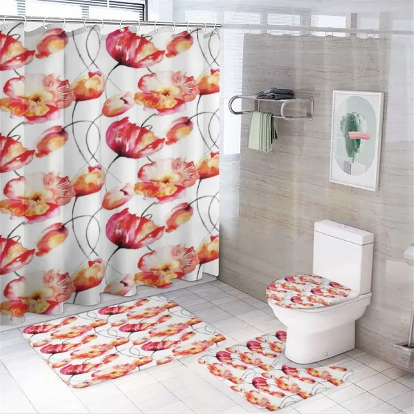 Poppy Tulip Flora on a shower curtain