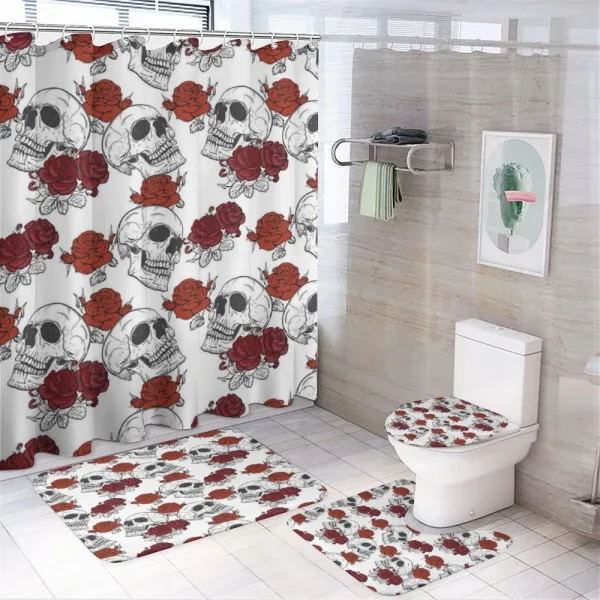 Roses Gothic Skull on a shower curtain