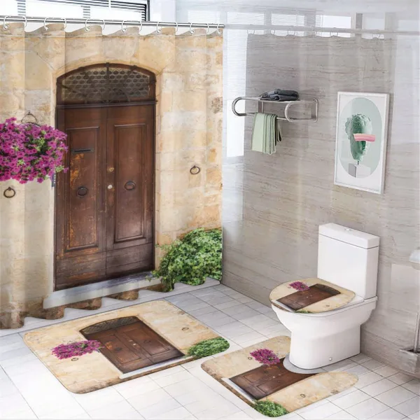 Rusty Wood Door Italian on a shower curtain