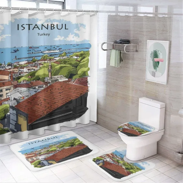 Sea Marmara Harbor on a shower curtain