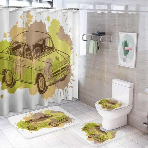Vintage Car Design on a shower curtain