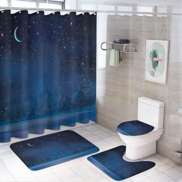 Winter Season Nighttime on a shower curtain