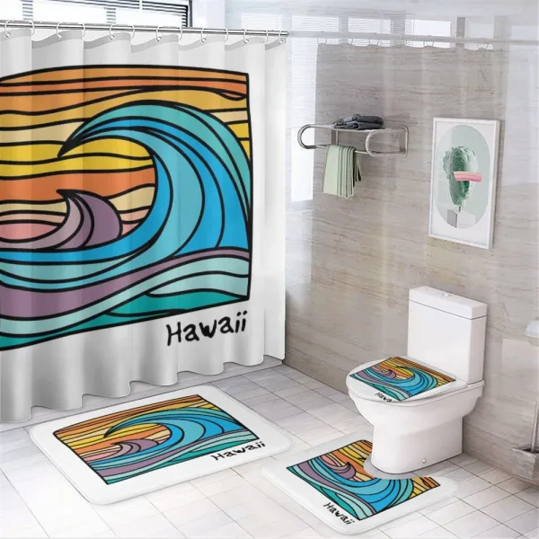 Abstract Ocean Waves Art on a shower curtain