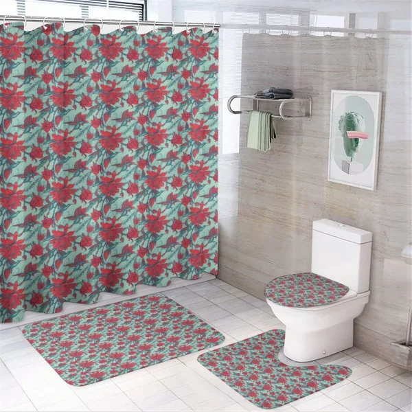 Animals and Flower Branches on a shower curtain