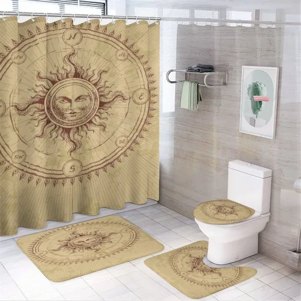 Antique Roman Sun Stone on a shower curtain