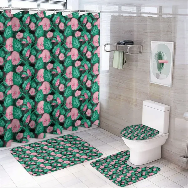Arrangement of Foliage on a shower curtain