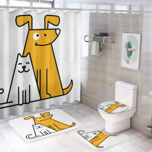 Cats and Dogs Friends on a shower curtain